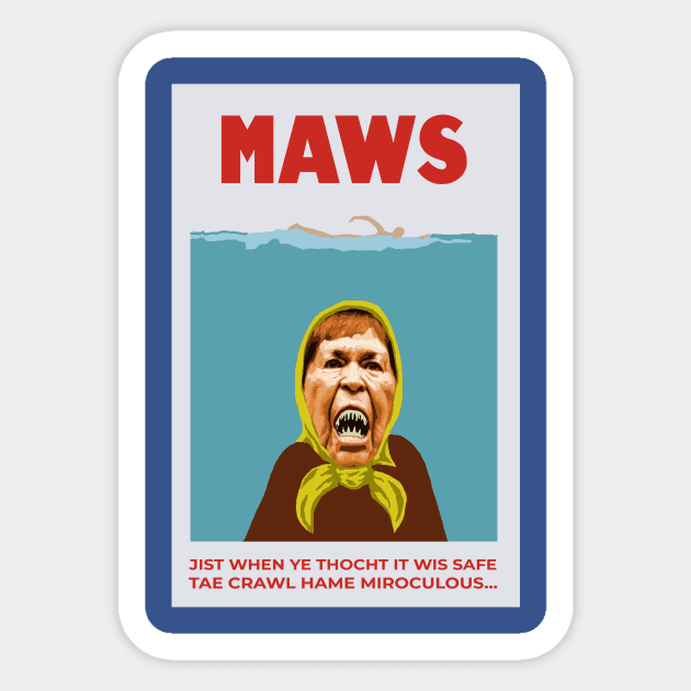 Spoof Scottish Jaws Movie Poster Sticker by TimeTravellers